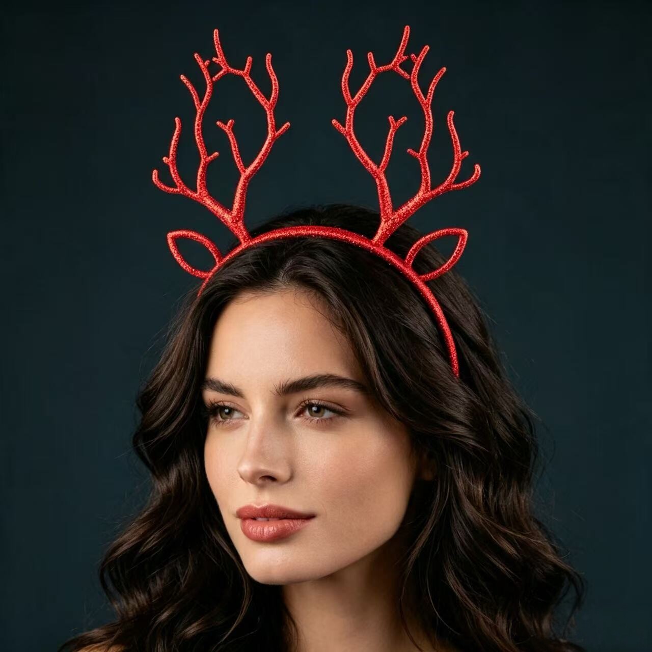 Reindeer Antlers Headband - Festive Christmas Glitter Reindeer Antlers Headband