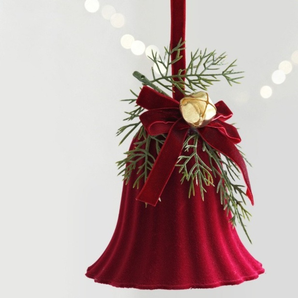 Star Tree Topper - Plastic Red Flocking Christmas Bell Exquisite