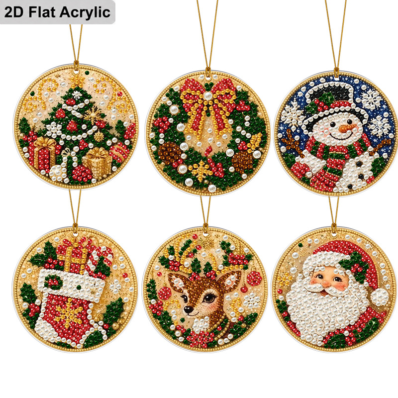6Pcs/Set 2D Flat Acrylic Pearl - Christmas Stocking Hanging review and price