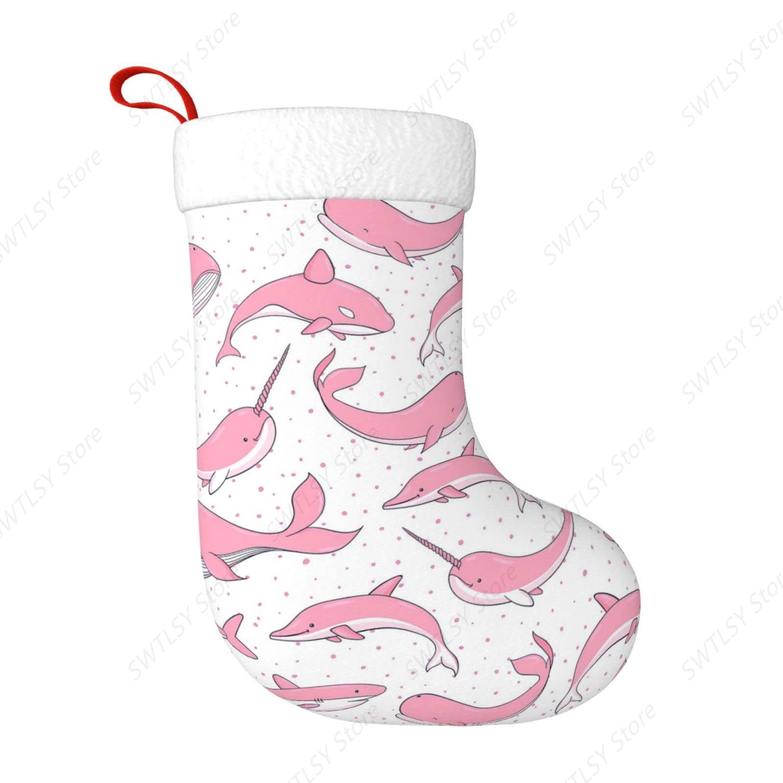 Christmas Pink Whales Xmas Hol - Christmas Stocking Hanging review and price