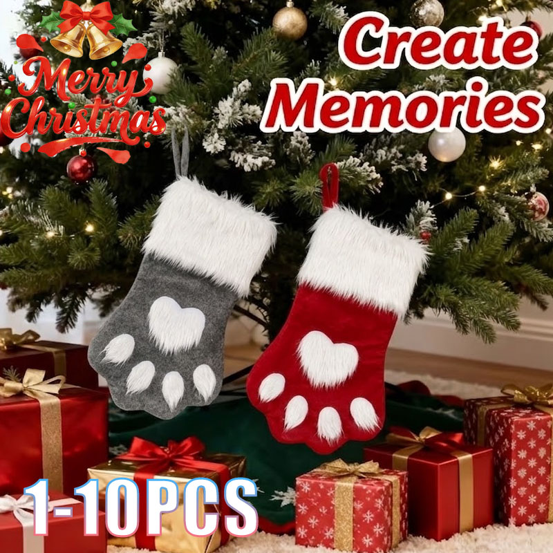 1-10PCS Christmas Pet Paw Stoc - Christmas Stocking Hanging review and price