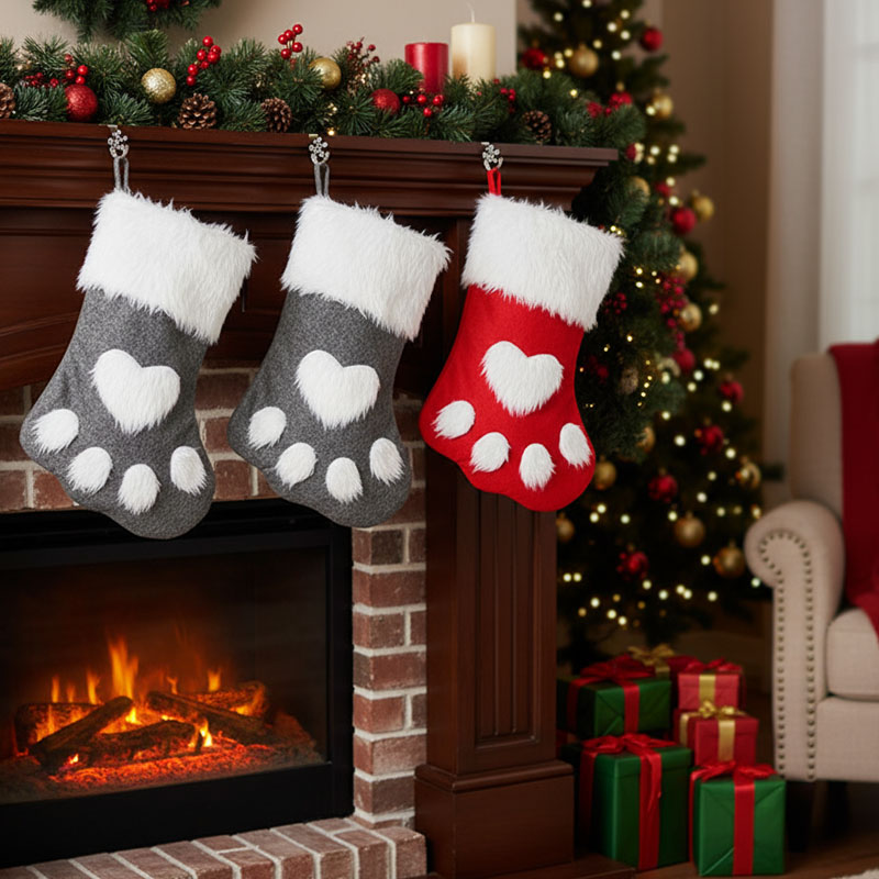1-10PCS Christmas Pet Paw Stoc - Christmas Stocking Hanging review and price