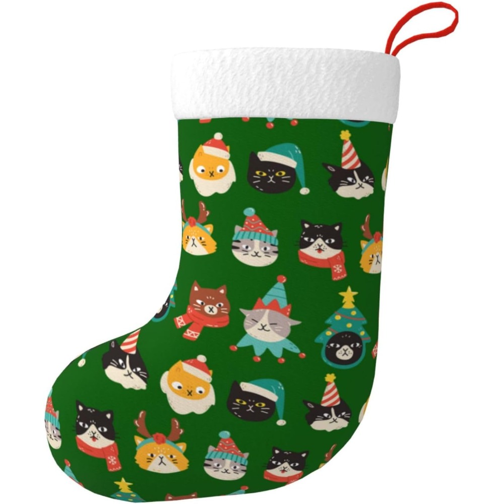 Cute Cats Green Christmas Stoc - Christmas Stocking Hanging review and price